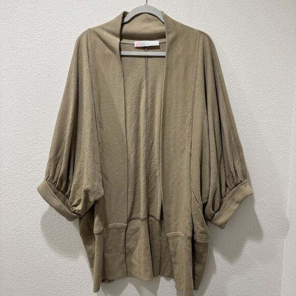 Free People Beach Ribbed Slouchy Oversized Open Front Cardigan Tan Size XS - Picture 1 of 9